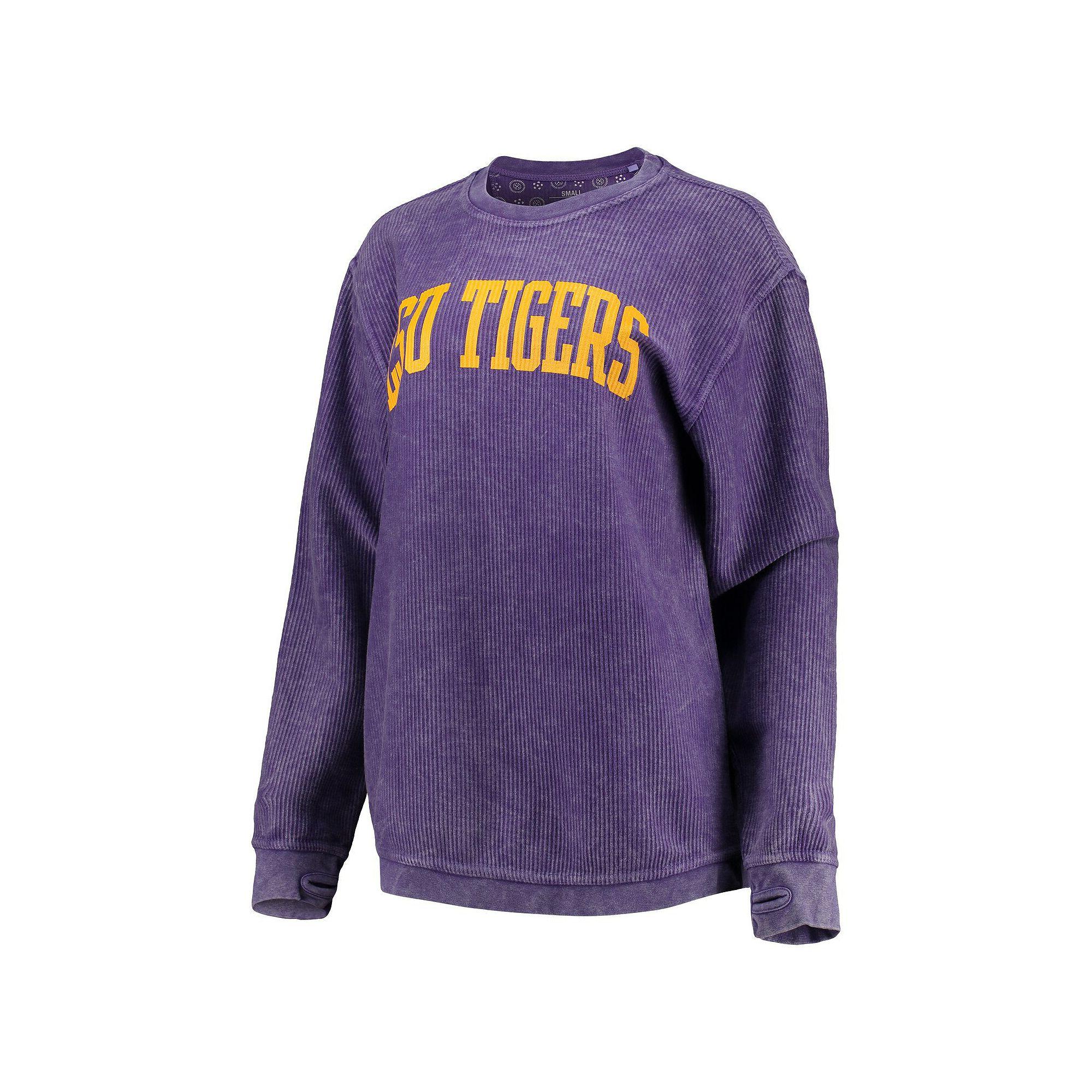 Women's Pressbox Purple LSU Tigers Comfy Cord Vintage Wash Basic Arch Pullover Sweatshirt,  Product Image