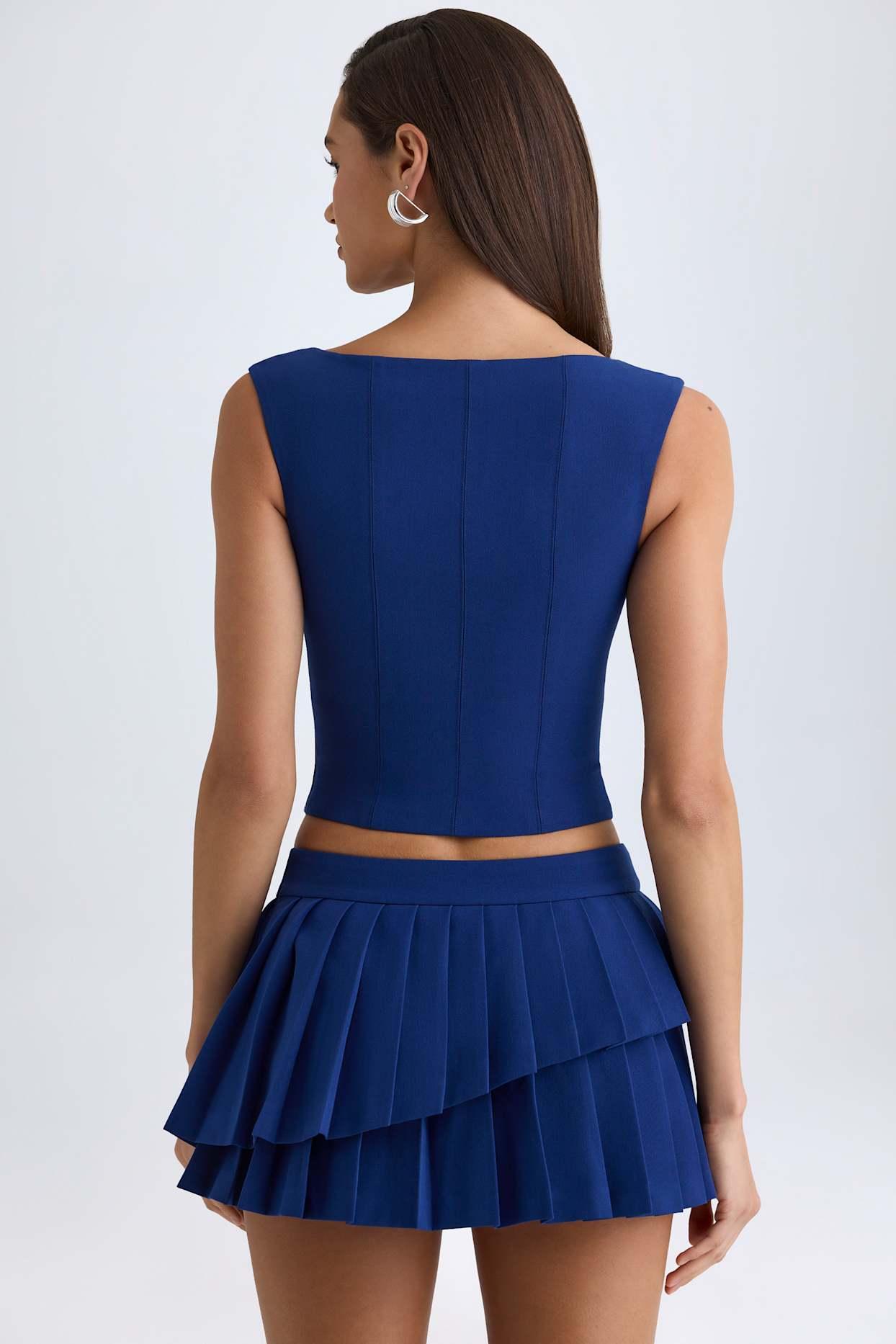 Open-Front Crop Top in True Navy Product Image