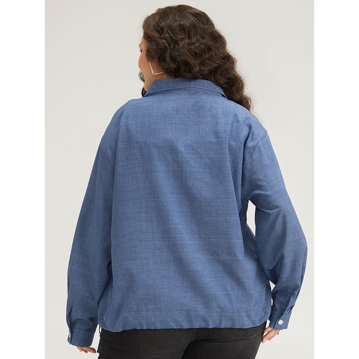 Plus Size Plain Flap Pocket Zipper Lapel Collar Coat Women Stone Casual Plain Ladies Dailywear Winter Coats BloomChic 18-20/2X Product Image