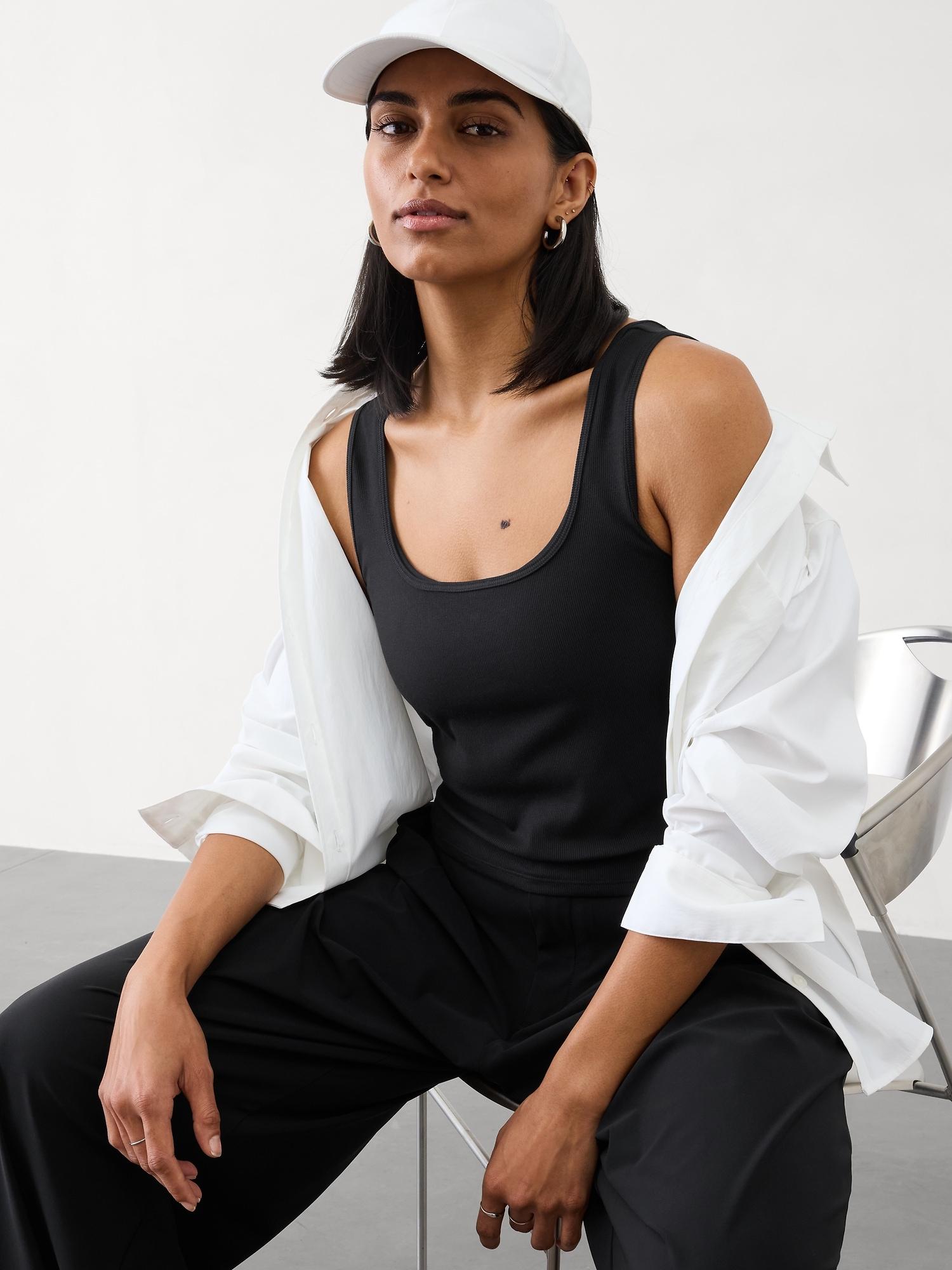 Signature Rib Square Neck Crop Tank Product Image