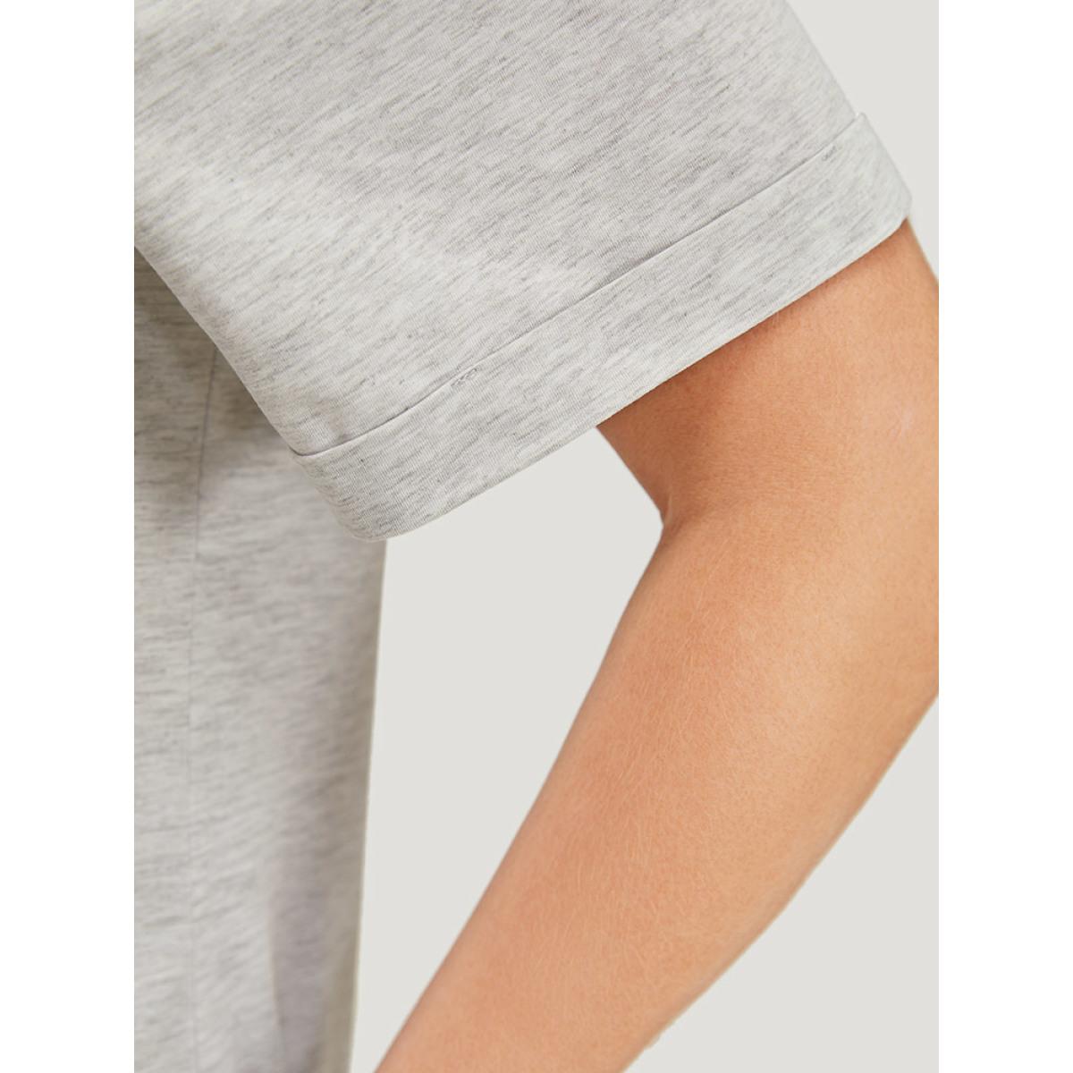 Plus Size Letter Print Short Sleeve Heather T-shirt LightGray Women Casual Heather Graphic Dailywear T-shirts BloomChic 22-24/3X Product Image