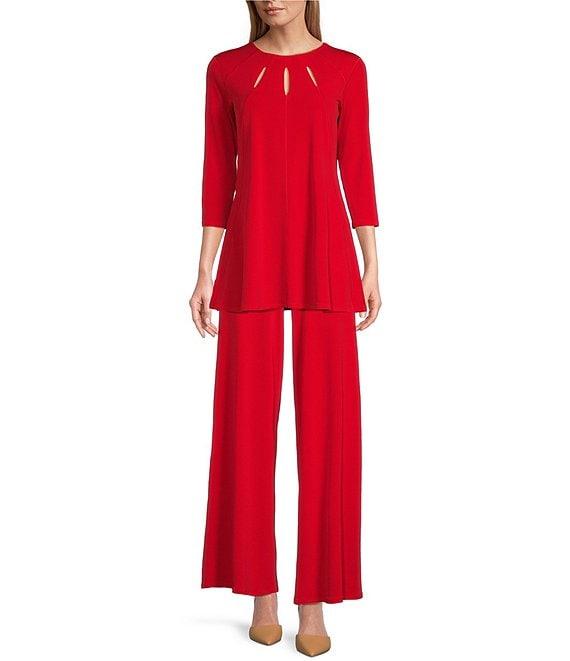 Eva Varro Five Beams Crew Keyhole Neck 3/4 Sleeve Knit Tunic Product Image