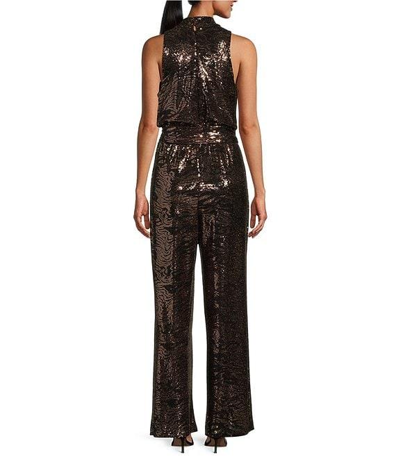 Marina Halter Neck Sleeveless Disco Jumpsuit Product Image