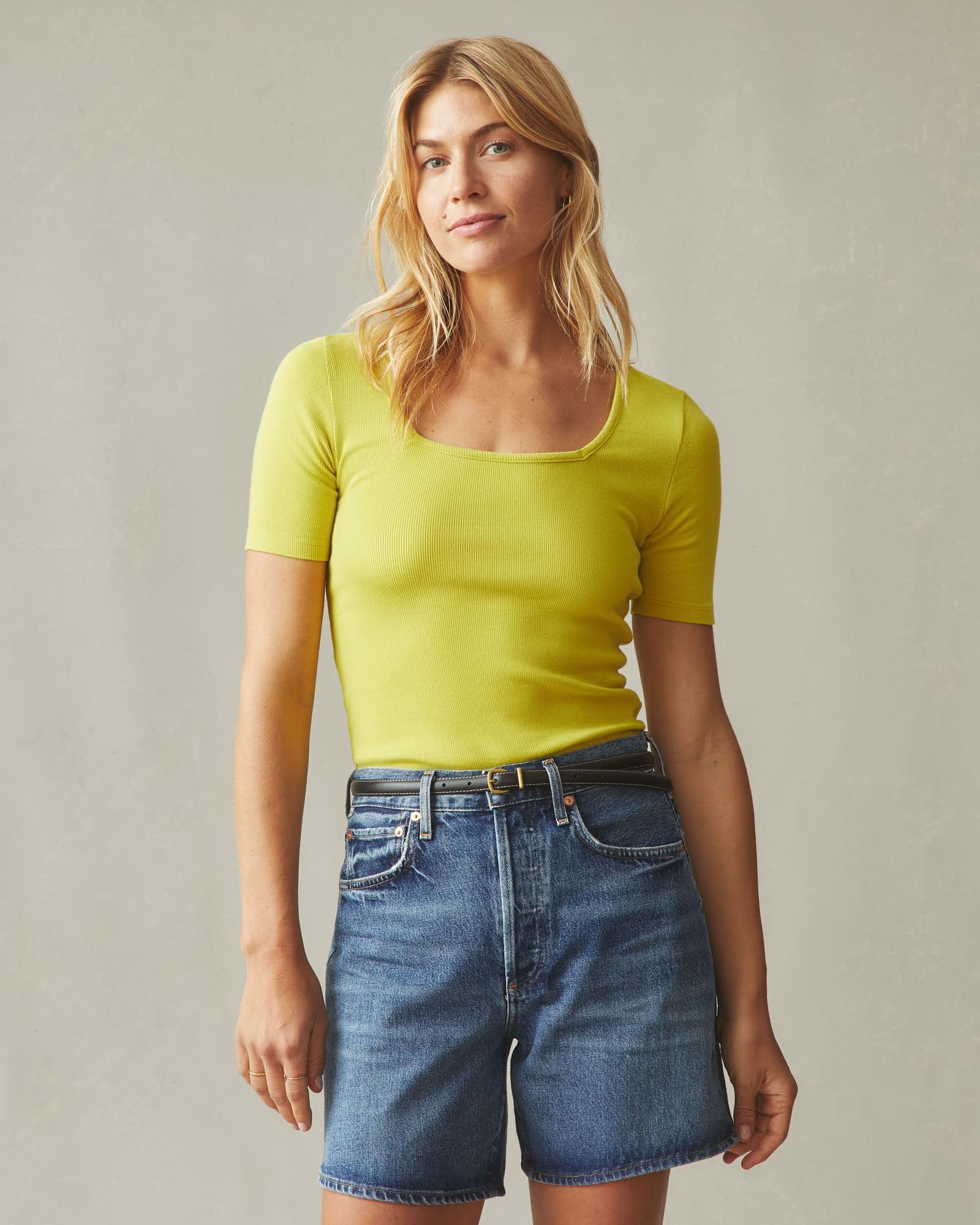 Women's Luxe Rib Square Neck Tee - Snake Eye Product Image