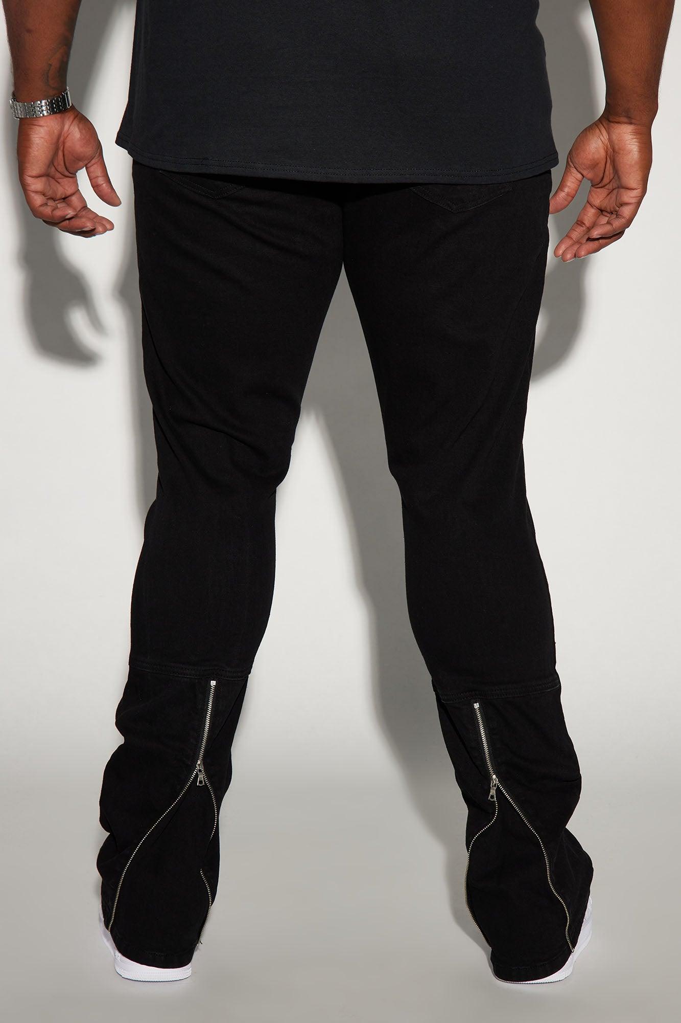 Drop Top Back Zip Stacked Skinny Jeans - Black Product Image