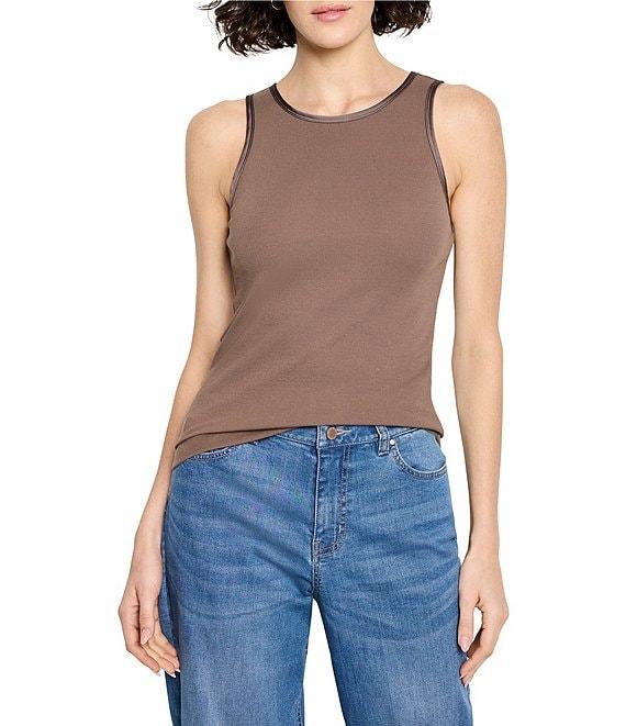 NIC + ZOE Trimmed Perfect Knit Ribbed Round Neck Sleeveless Tank Product Image