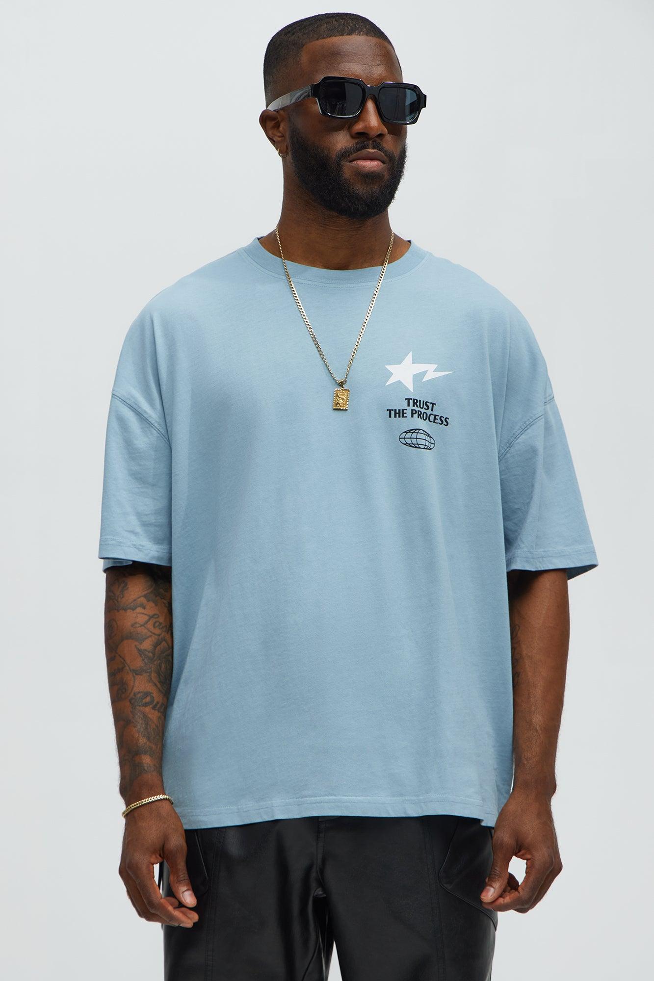 Trust The Process Oversized Short Sleeve Tee - Light Blue Product Image