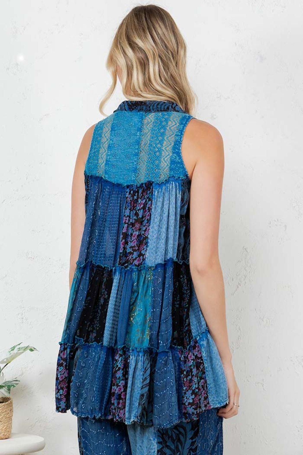 Boho Patchwork Button-down Top Product Image