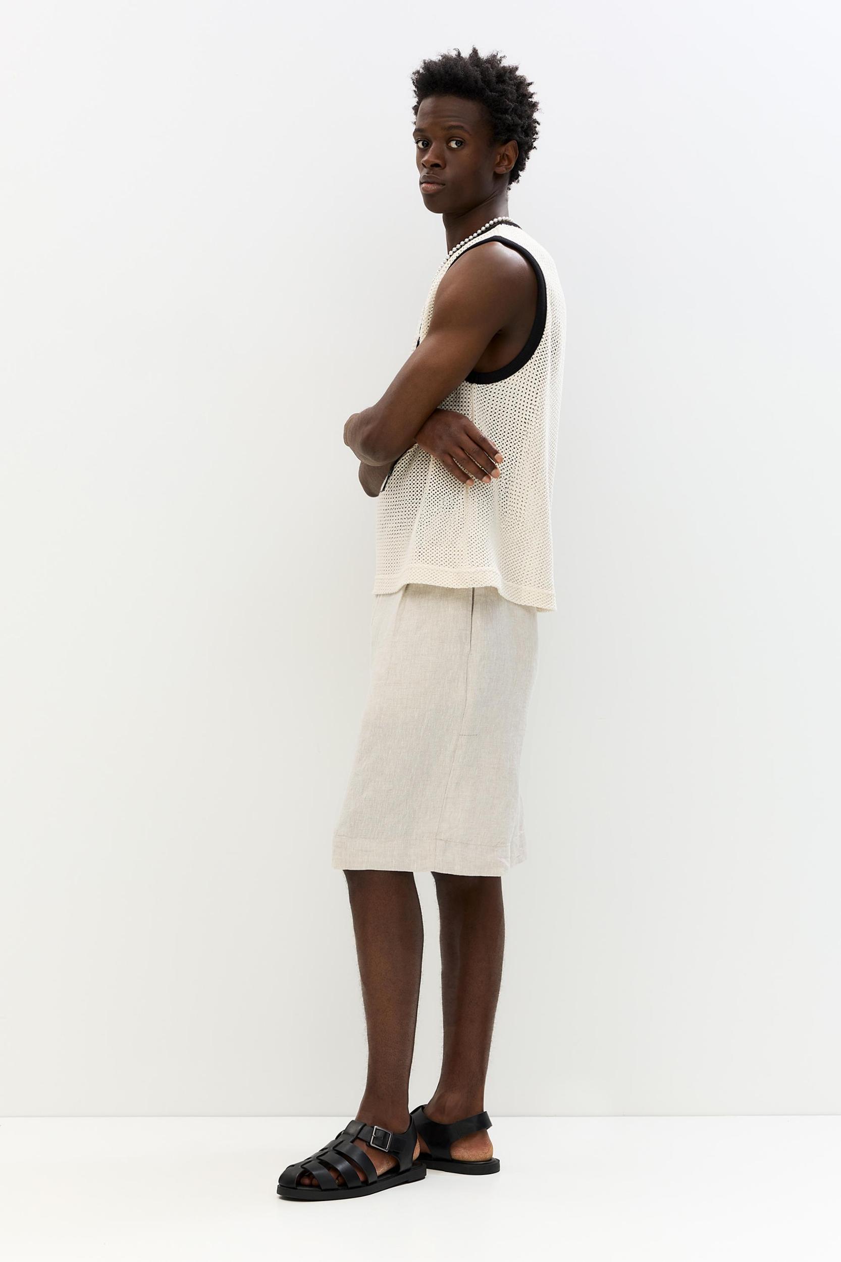 100% linen baggy Bermuda shorts Product Image