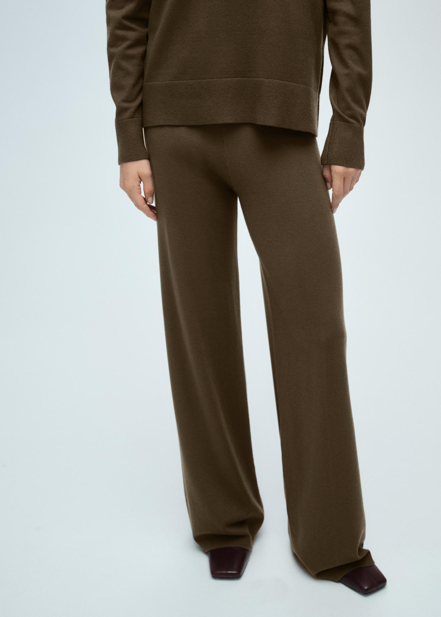 Fine-knit wideleg trousers - Women | MANGO USA Product Image