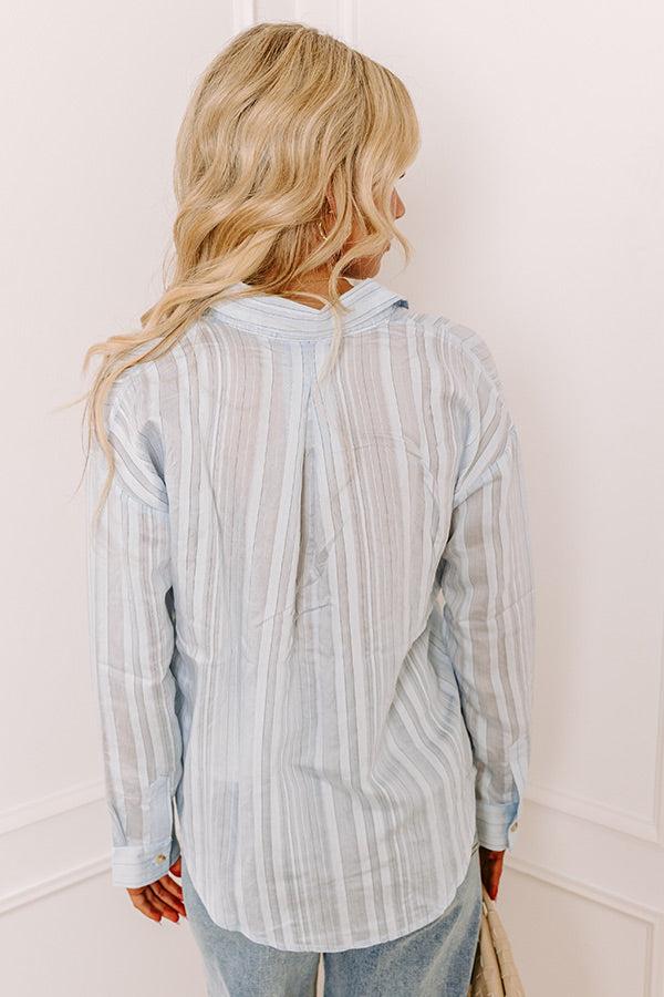 Social Club Chic Stripe Button Up in Sky Blue Product Image