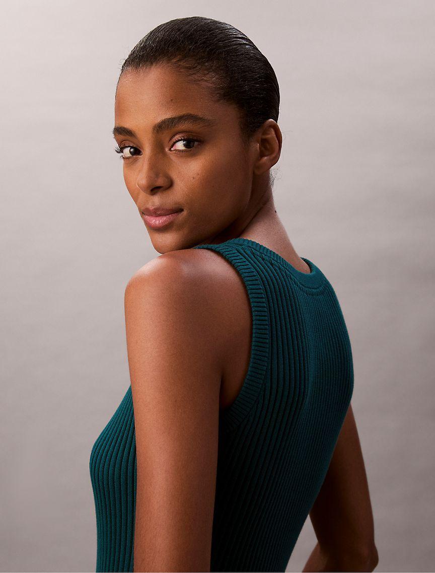 Smooth Cotton Rib Slim Midi Dress Product Image