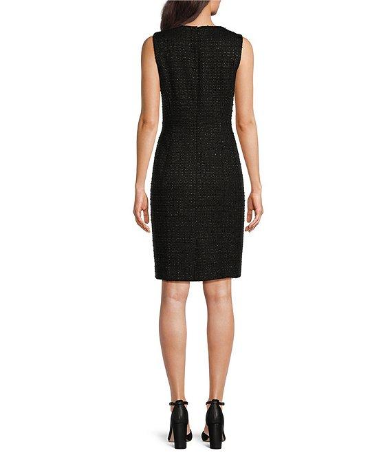 Anne Klein Tweed Round Neck Sleeveless Princess Seam Sheath Coordinating Dress Product Image