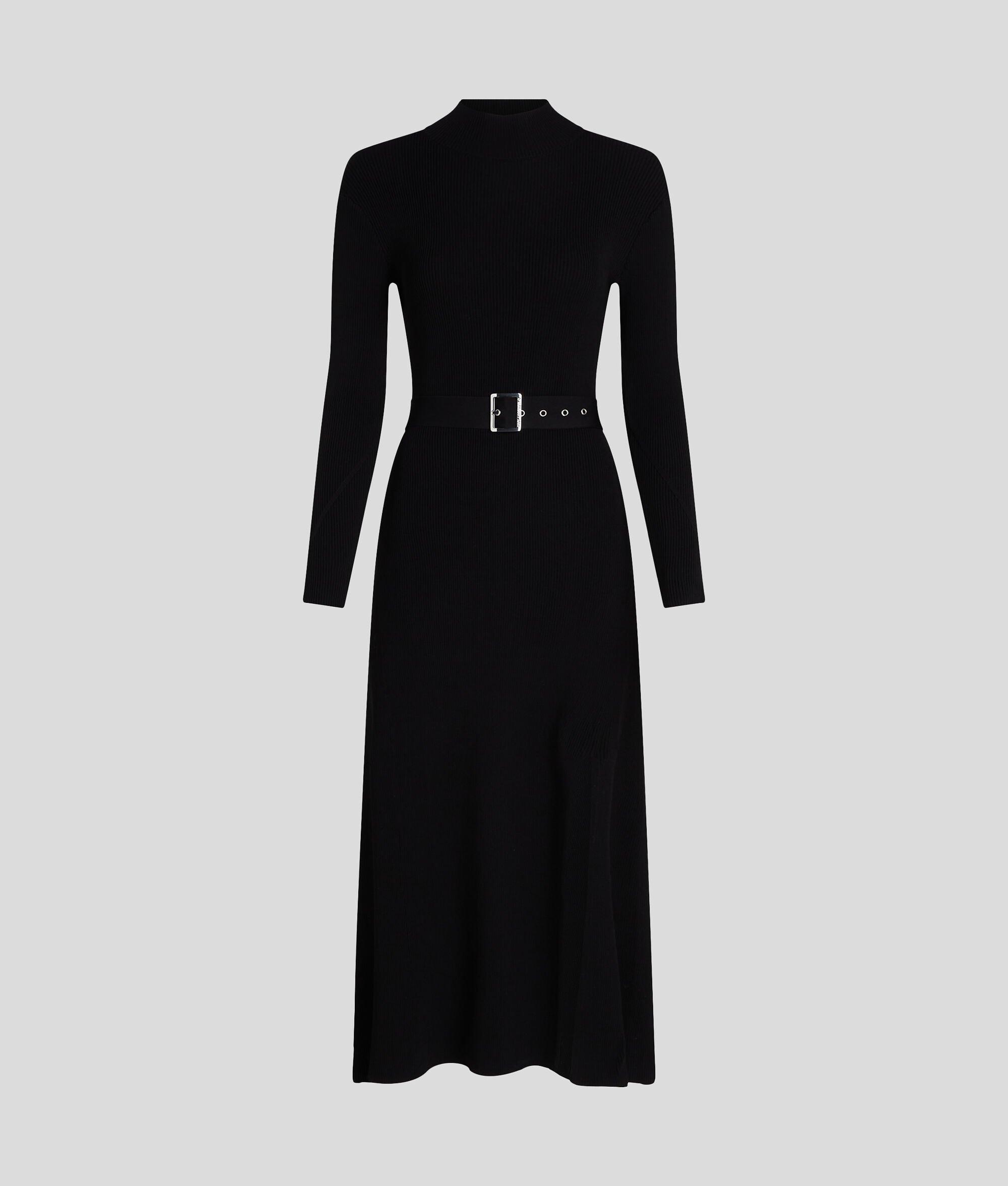 LONG-SLEEVED BELTED KNIT DRESS Product Image
