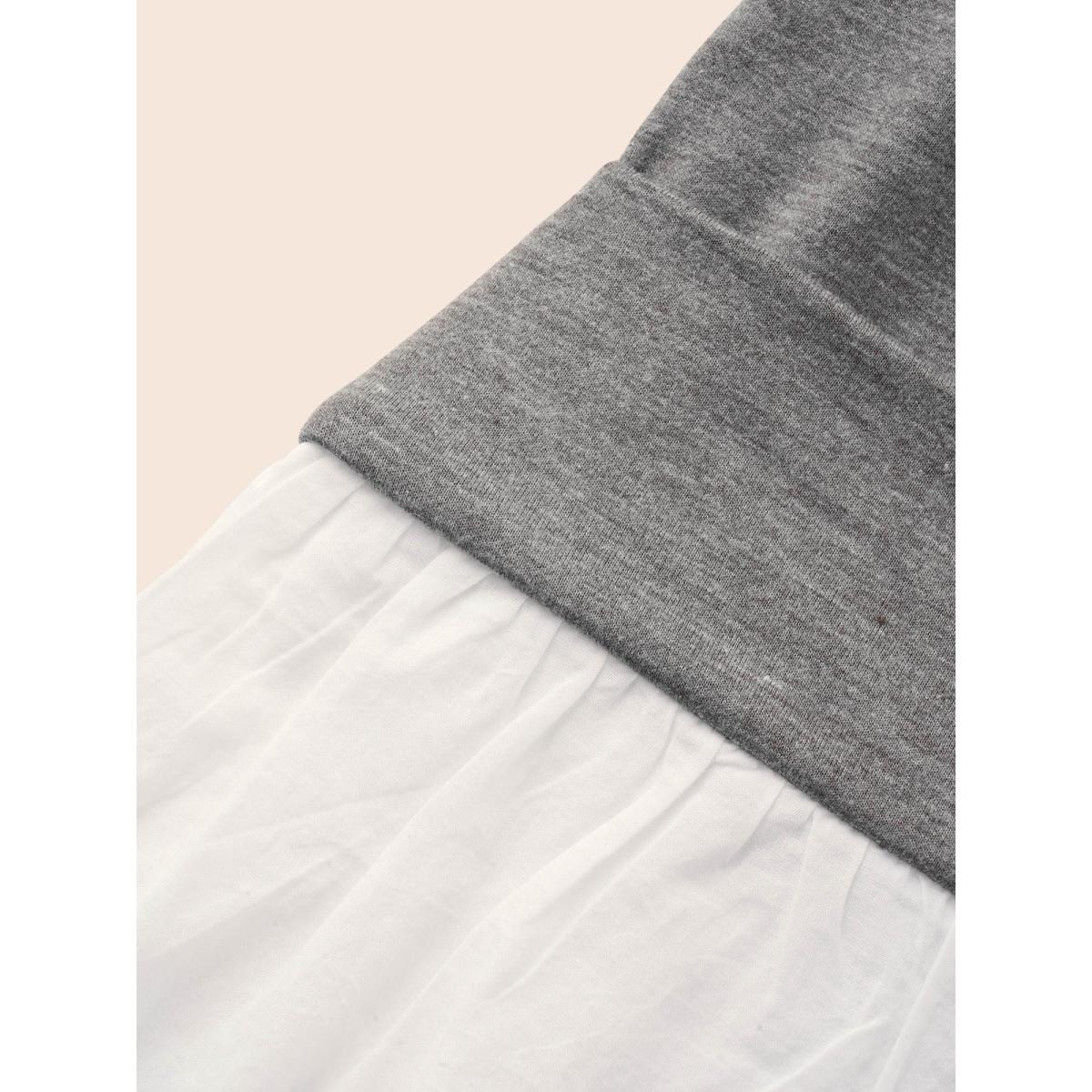 Plus Size Contrast Patchwork Hooded Sweatshirt Dress Mediumgray Women Casual Contrast Hooded Long Sleeve Curvy BloomChic 12/L Product Image