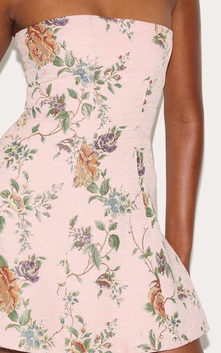 Pink Floral Bandeau A Line Shift Dress Product Image