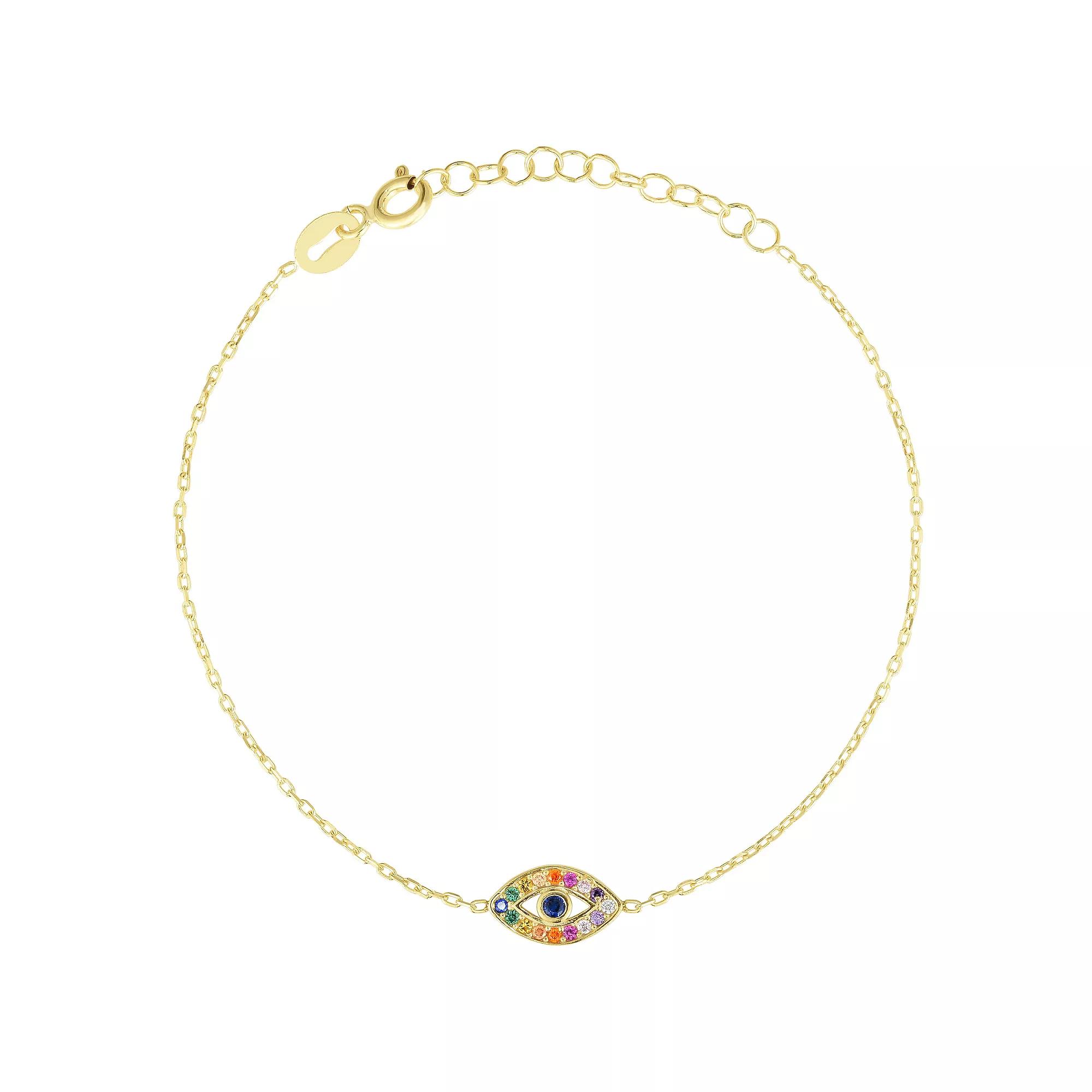 Sunkissed Sterling 14k Gold Over Silver Emerald Cut Cubic Zirconia Tennis Bracelet, Women's,  Product Image