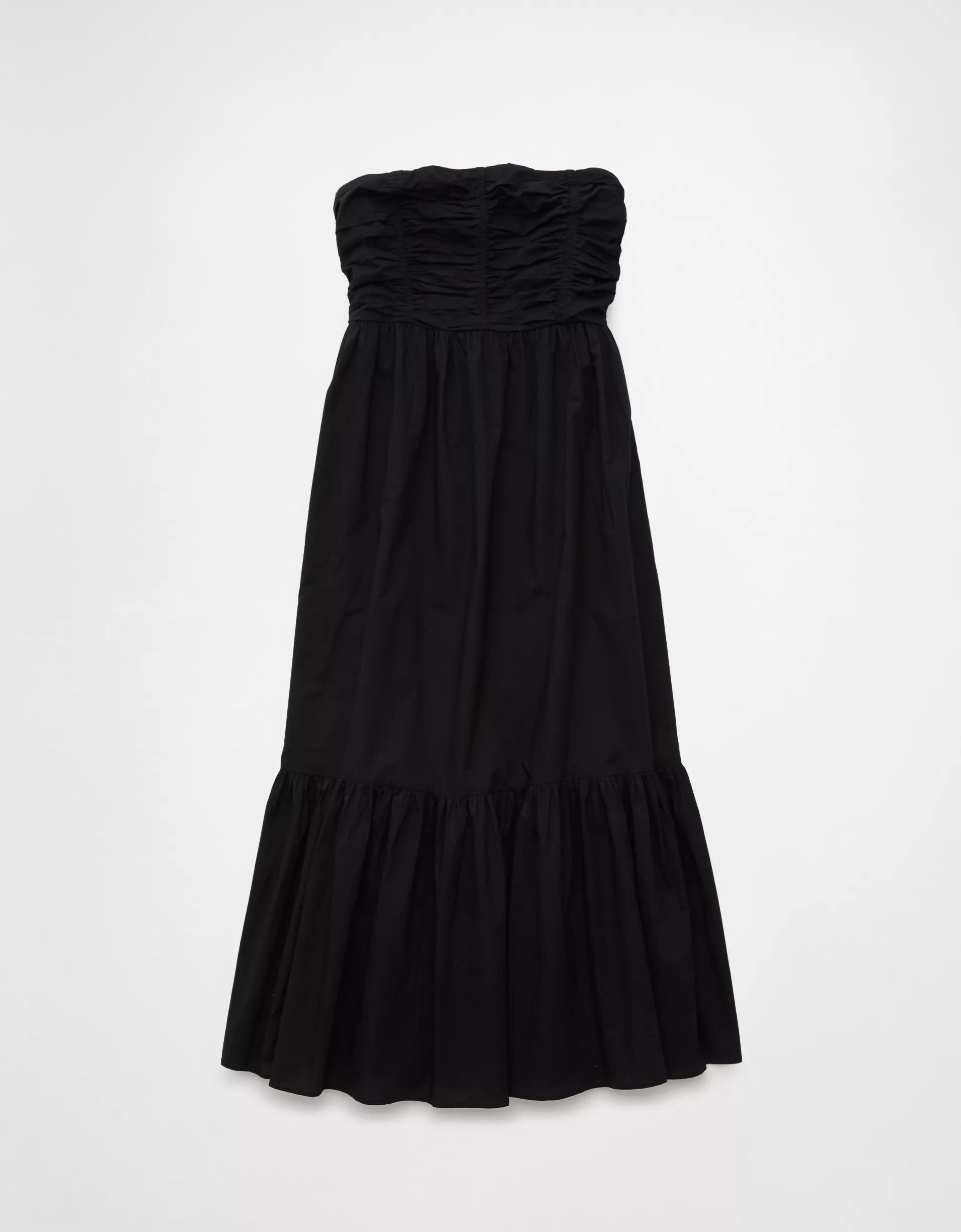 AE Ruched Bodice Strapless Midi Dress Product Image