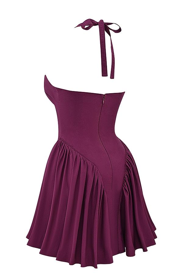 Valentia  wine halter mini dress Product Image