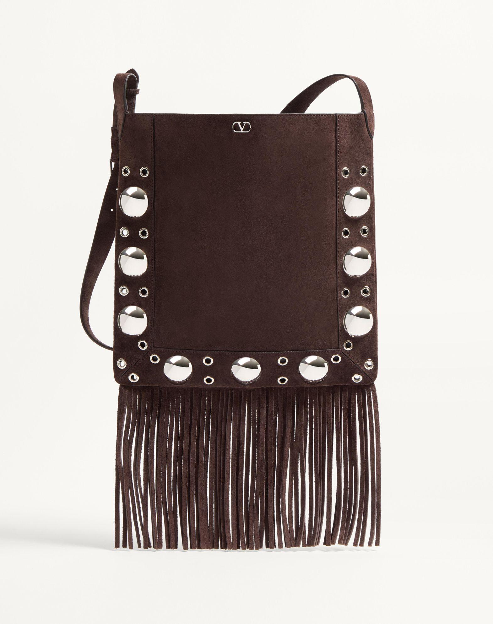 Valentino Garavani Nellcôte Suede Shoulder Bag With Fringes Product Image