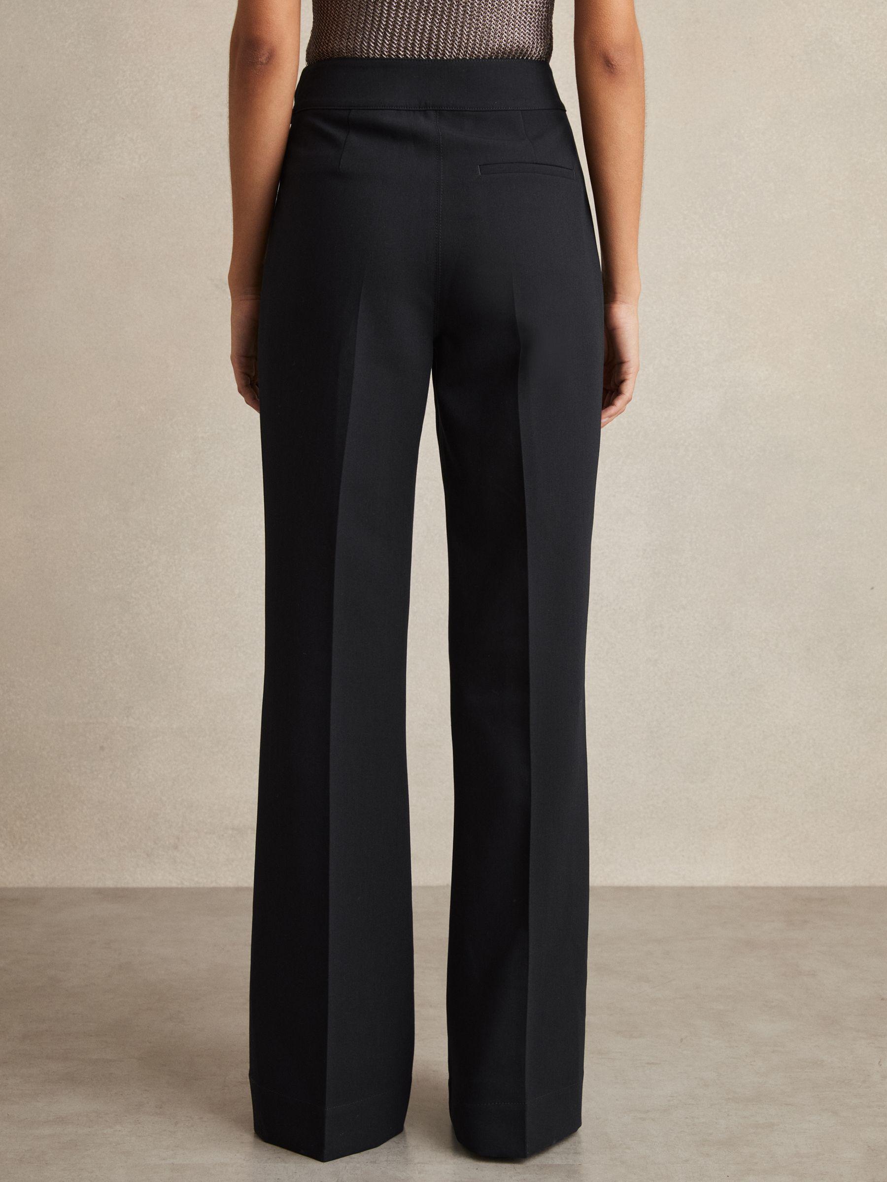 Petite Button-Detail Wide-Leg Trousers in Navy Product Image