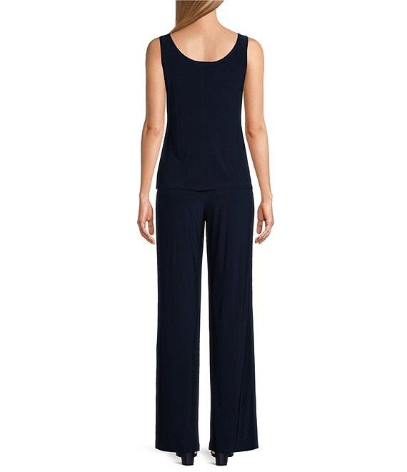 R & M Richards 3/4 Sleeve Round Neck Embellished Sequin Duster Jacket 3-Piece Pant Set Product Image