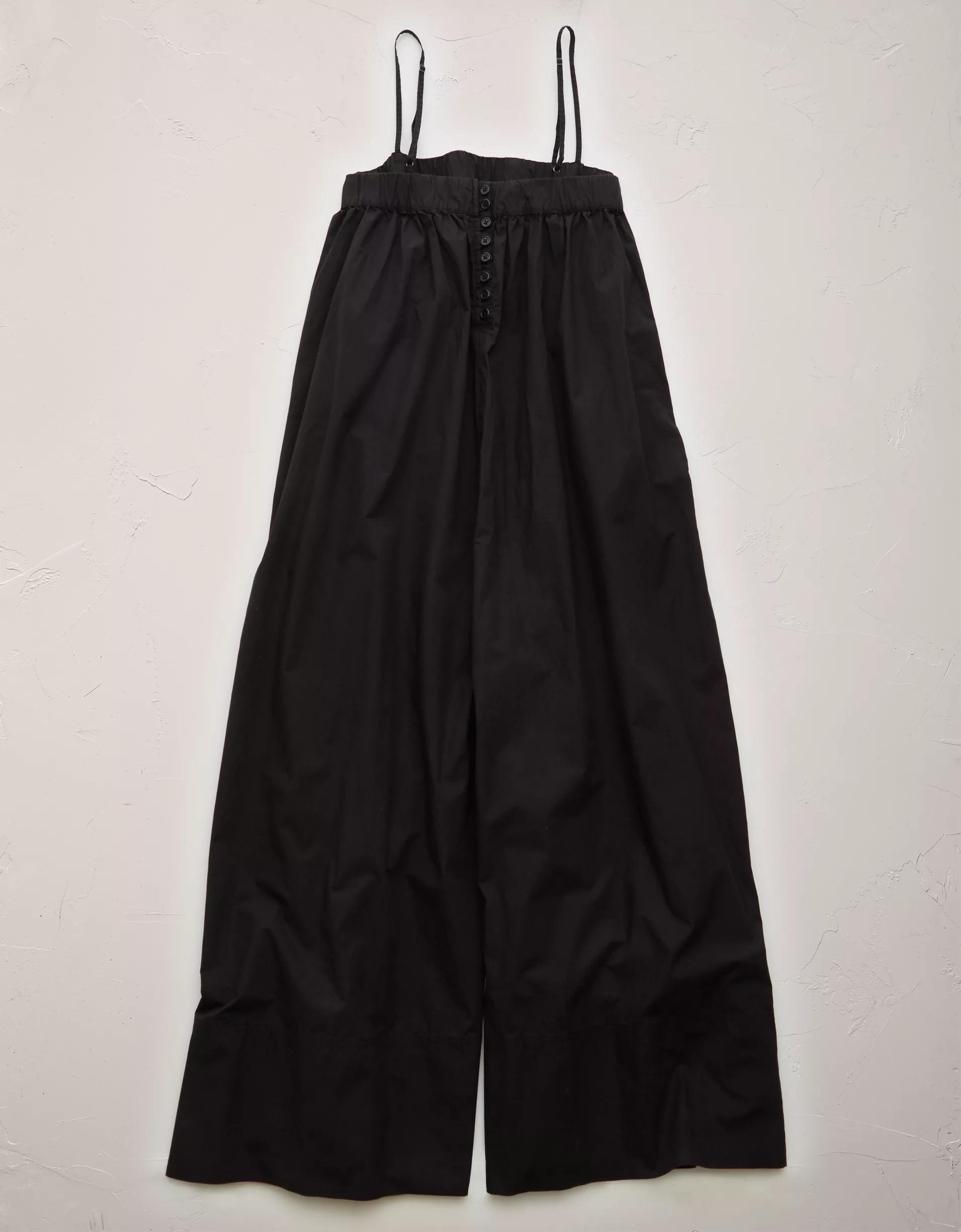 AE77 Premium Wide-Leg Cropped Poplin Jumpsuit Product Image