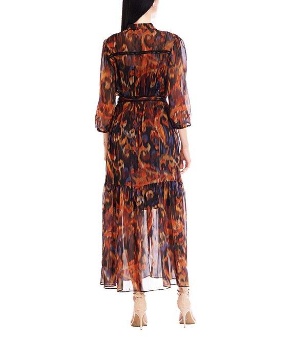 Julia Jordan Chiffon Collar Neckline 3/4 Sleeve With Self Tie Sash Maxi Shirt Dress Product Image