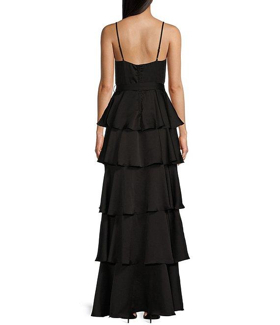 B. Darlin Scoop Neck Spaghetti Strap Tiers Ruffle Skirt Dress Product Image