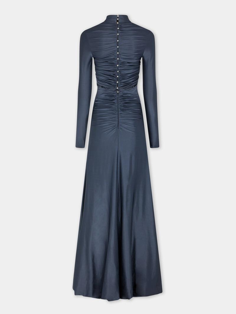 LONG SLATE EMBROIDERED DRESS IN JERSEY Product Image