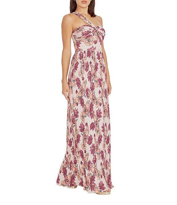 Dress the Population Idalia Floral Print One Shoulder Sleeveless Pleated Maxi Dress Product Image