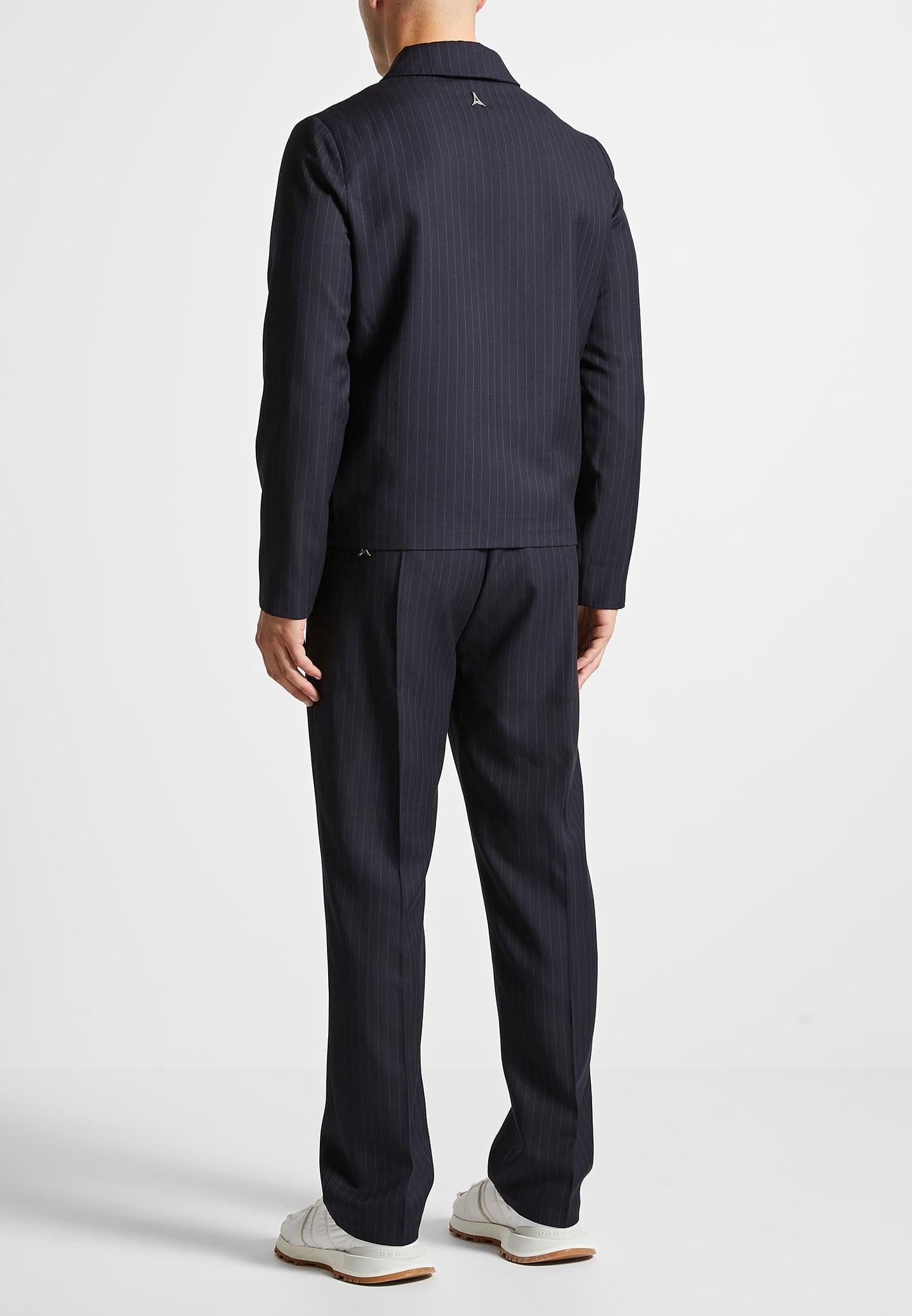 Relaxed Fit Pinstripe Tailored Trousers - Navy Male Product Image
