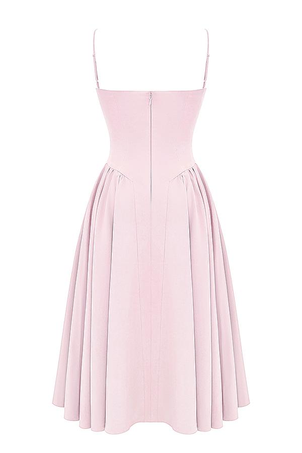 Samaria  ballerina pink twill corset midi dress Product Image