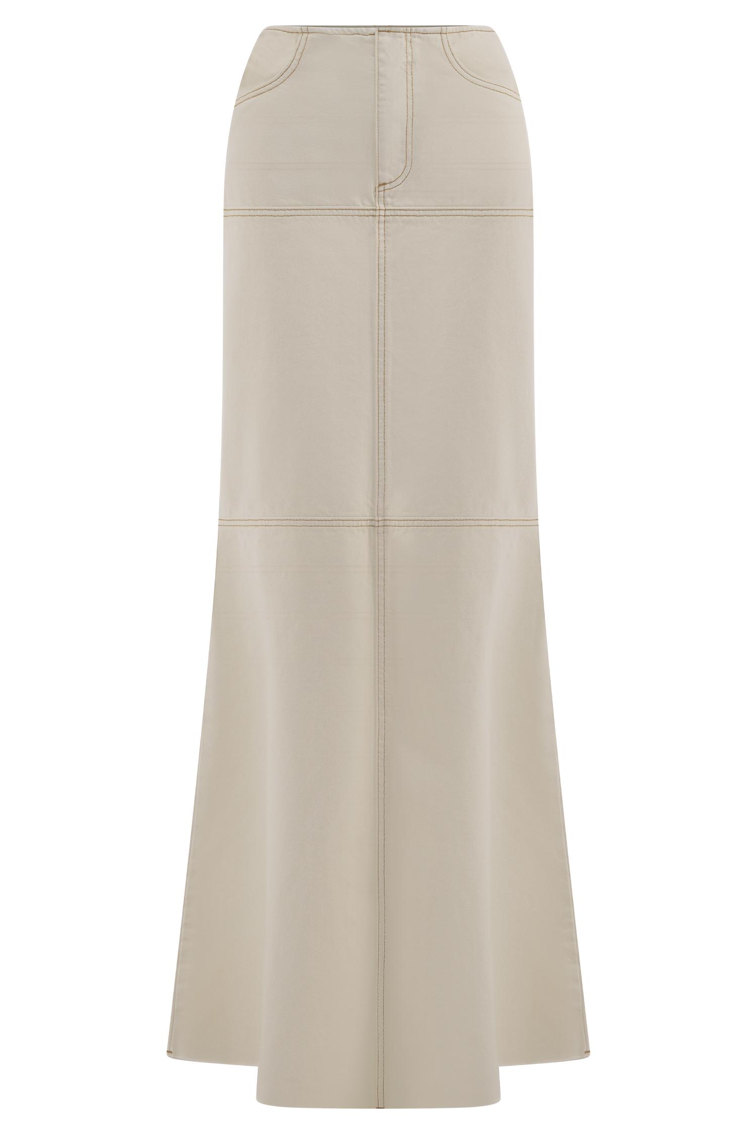 Loretta Denim Maxi Skirt - Ecru Product Image