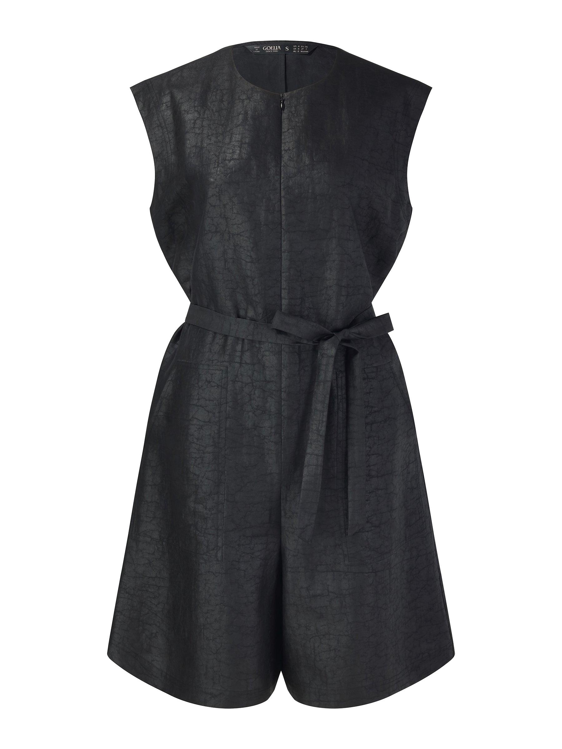 18MM Gambiered Canton Gauze Women Belted Romper Product Image