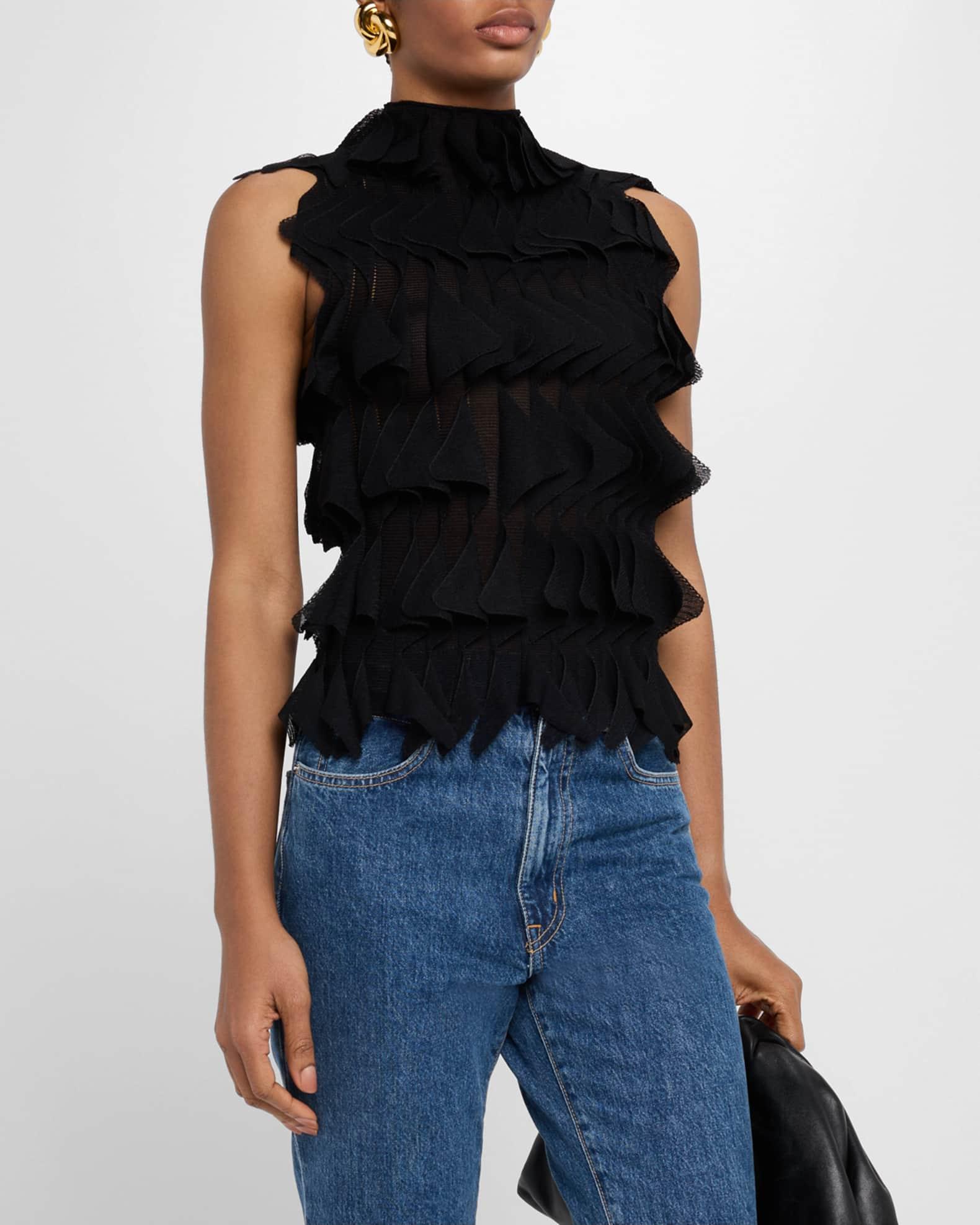 Pointed Ruffle Sleeveless Top Product Image