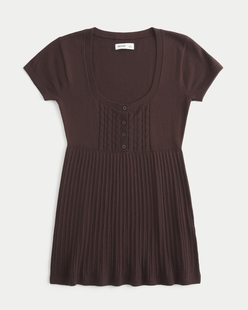 Short-Sleeve Henley Babydoll Top Product Image