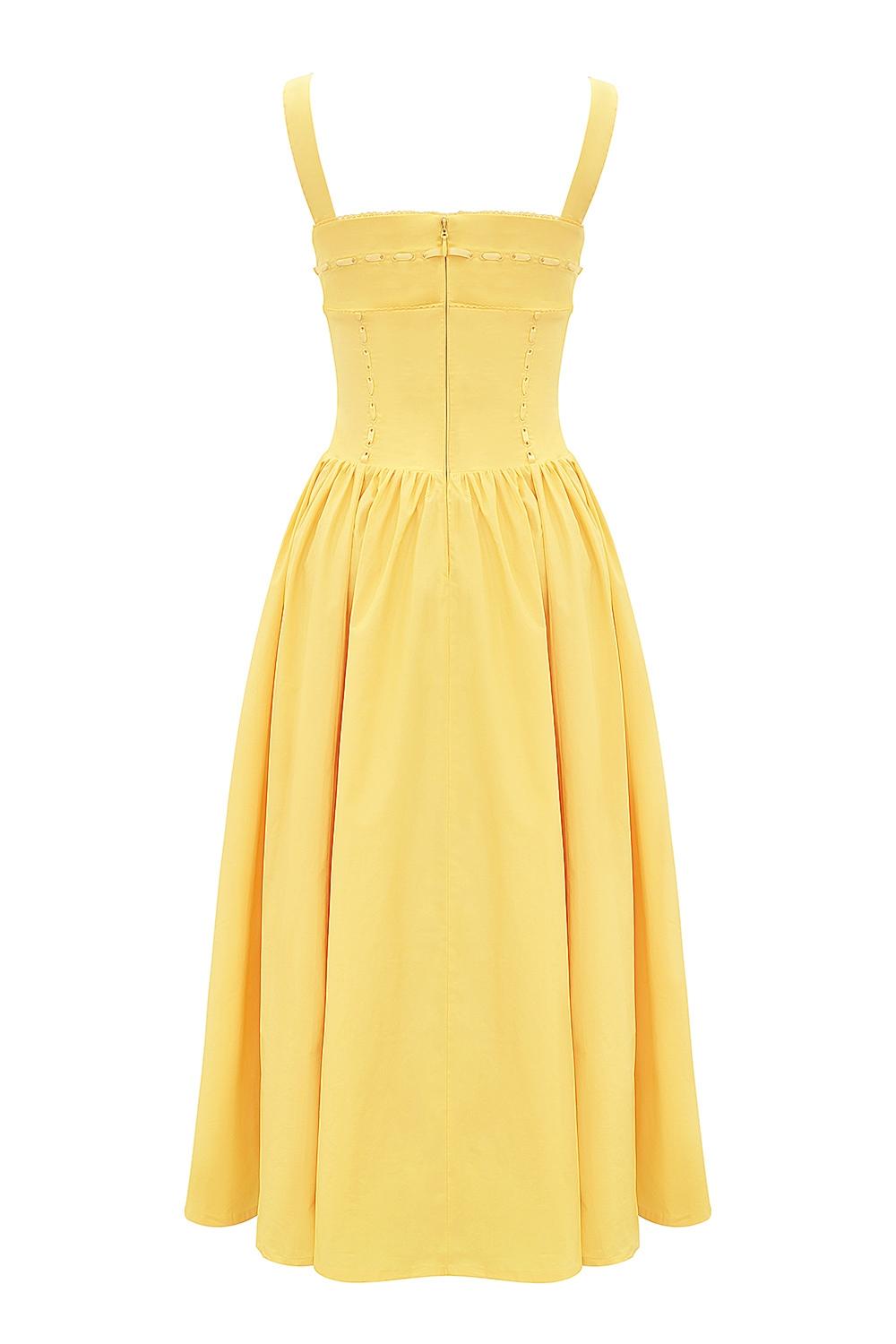 Vivien  apricot cotton midi sundress Product Image