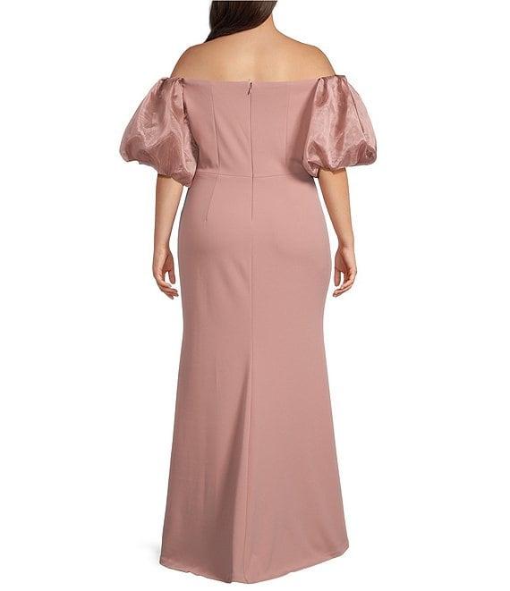 Eliza J Plus Size Off the Shoulder Puff Sleeve Sheath Gown Product Image