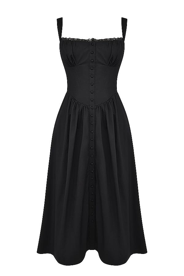 Tatiana  black midi sundress - sale Product Image