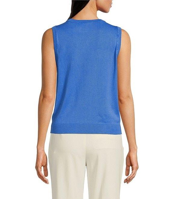 DKNY by Donna Karan Crew Neck Sleeveless Mix Media Top Product Image