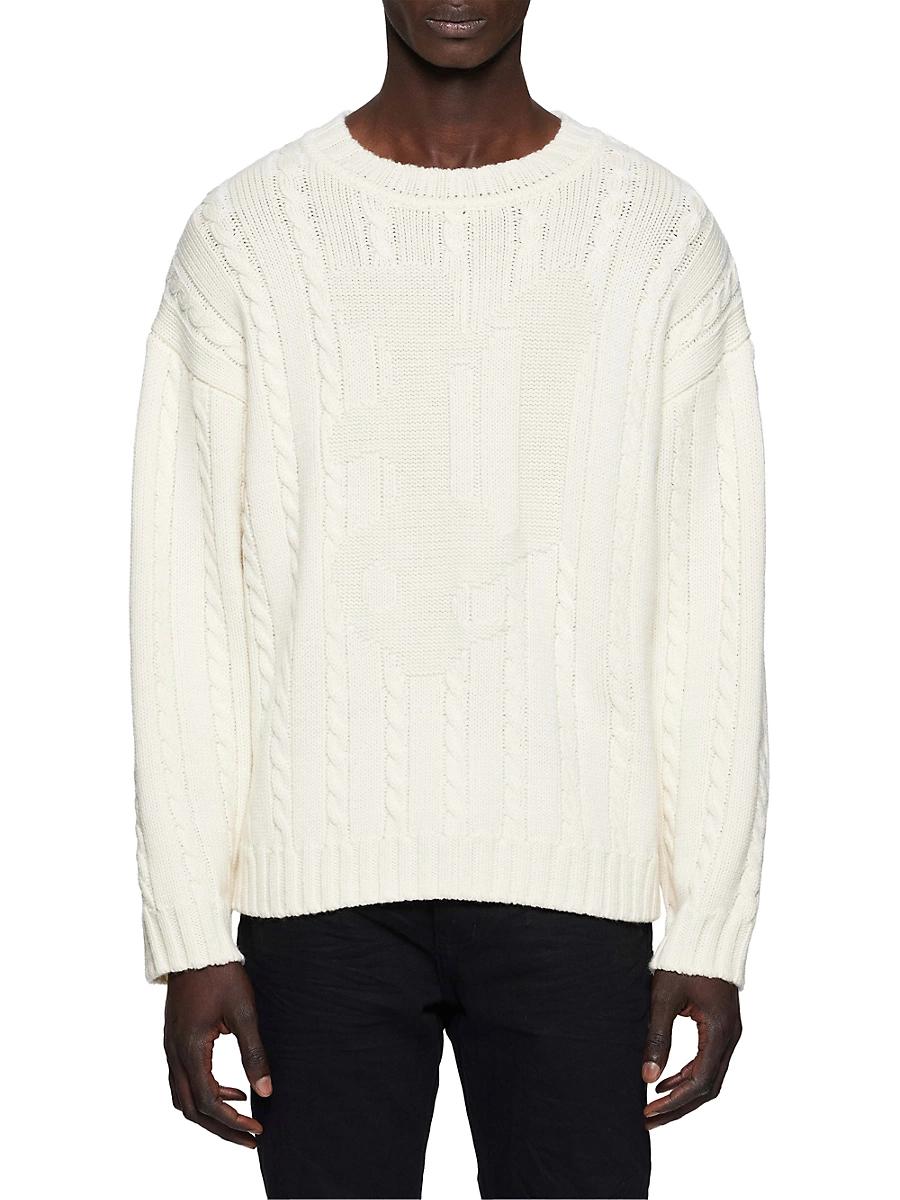Mens Cable-Knit Wool Sweater Product Image