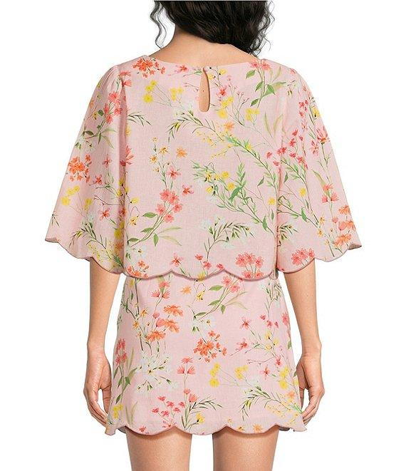 Mestiza New York Charlize Floral Print Boat Neck Elbow Bell Sleeve Coordinating Top Product Image