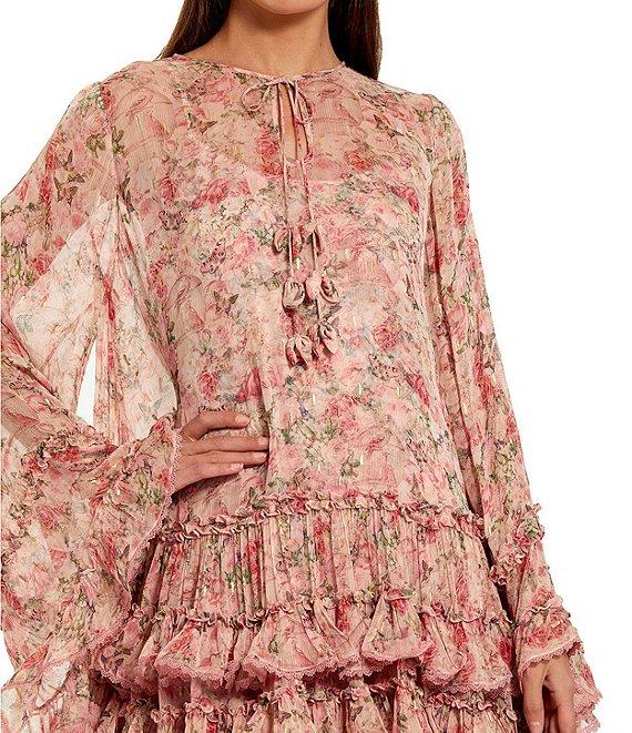 Mac Duggal Long Flare Sleeve Ruffle Mini With Novelty Trim Product Image