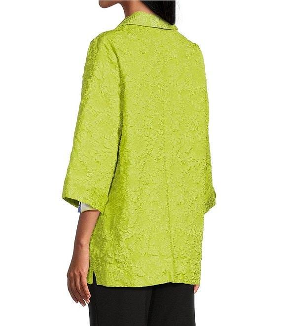 Slim Factor by Investments 3/4 Sleeve Open Front Jacquard Jacket Product Image