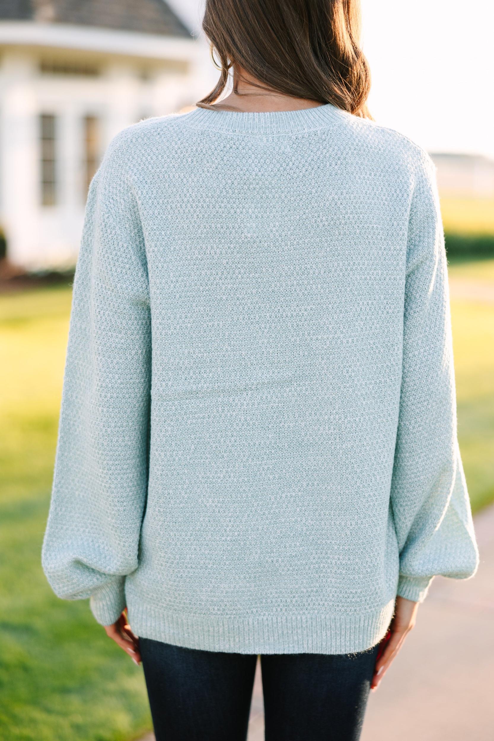 The Slouchy Light Green Bubble Sleeve Sweater Female Product Image