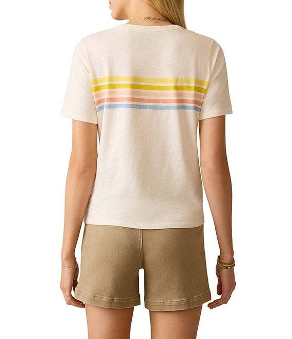 Faherty Sunwash Organic Cotton Knit Stripe Crew Neck Short Sleeve Tee Product Image