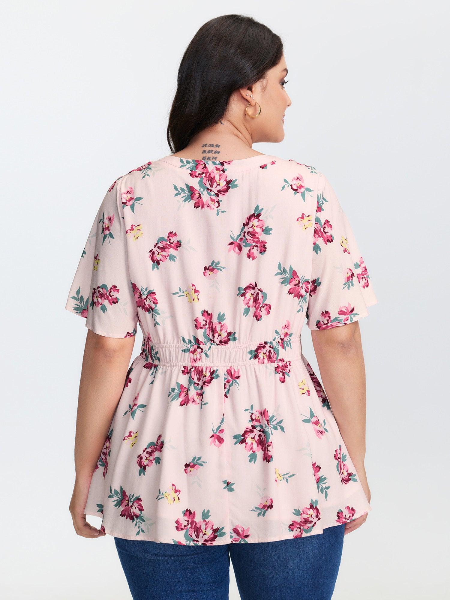 Supersoft Rose Print V-Neck Blouse Female Product Image