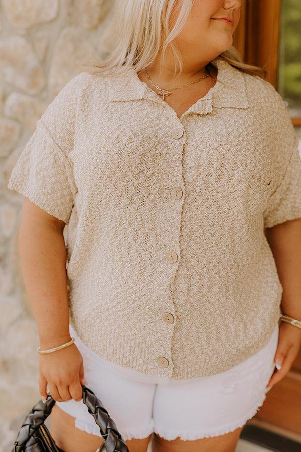 Latte Sippin Knit Button Up Curves Product Image