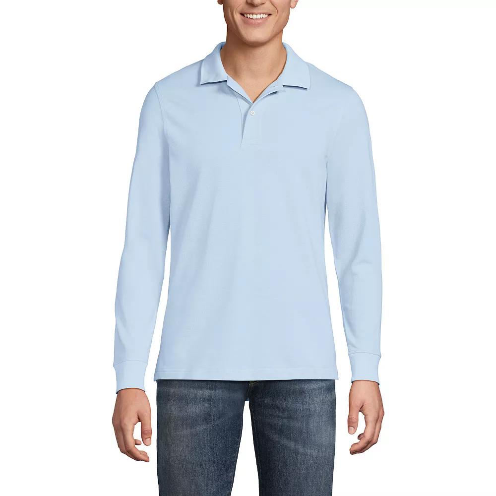 Men's Lands' End Long Sleeve Mesh Polo Shirt,  Product Image